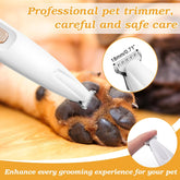 Dog Paw Trimmer with LED Light – Low Noise, Rechargeable Electric Pet Hair Clipper for Paws